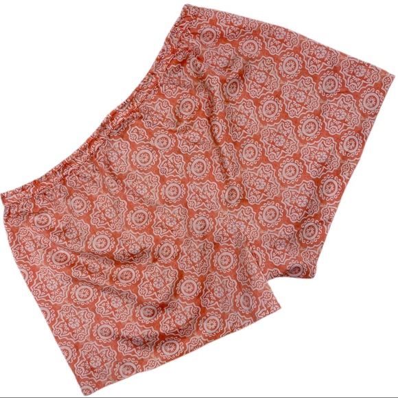 SHIMERA Orange & Coral White Fringe Drawstring Satin Lounge Shorts - Picture 2 of 5